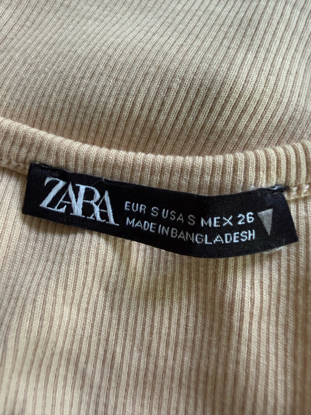 Zara Ribbed Crop Tan Beige Bodycon Top - Picture 9 of 17